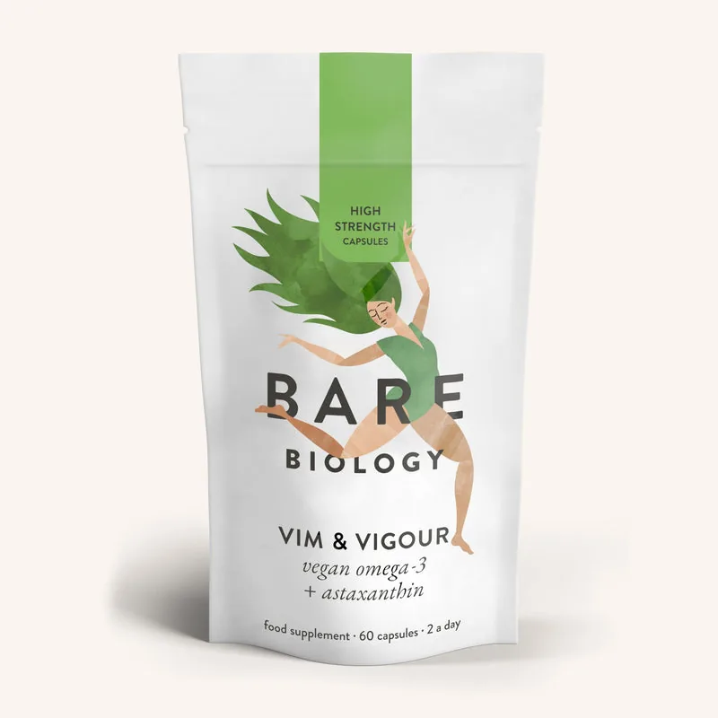 Bare Biology Ltd. Vim & Vigour, Vegan Omega-3 & Astaxanthin, Daily Capsules